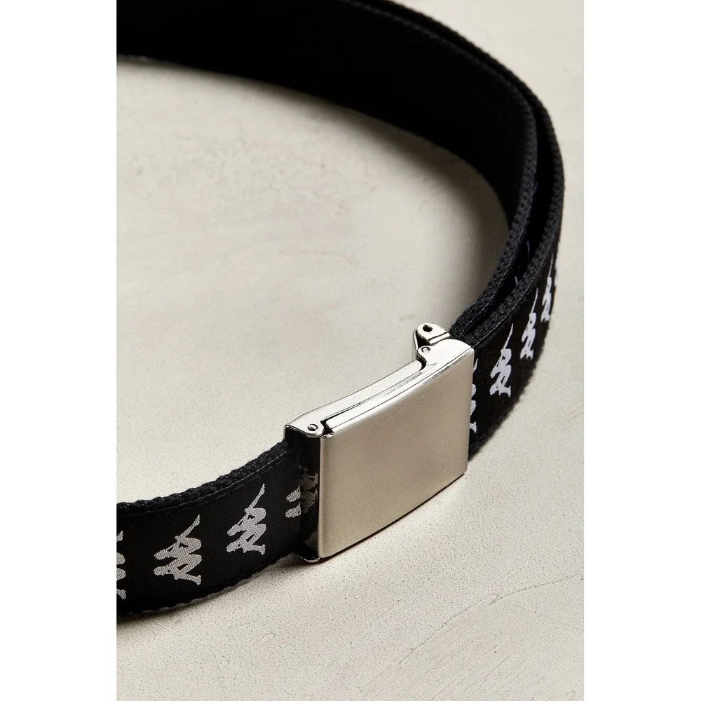Kappa Logo Tape Web Belt Black White One Size NEW